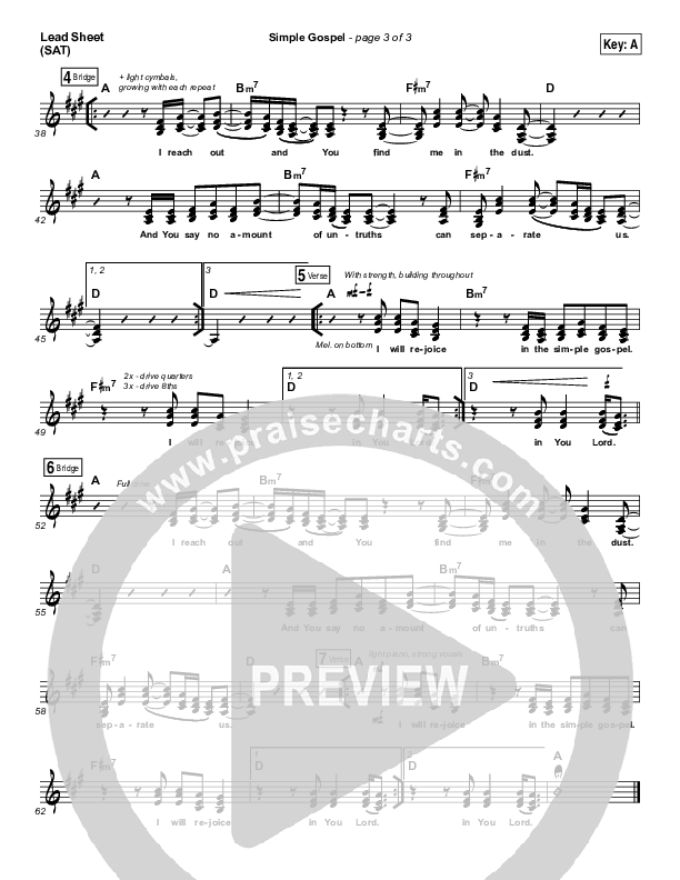 Simple Gospel Lead Sheet (SAT) (United Pursuit)