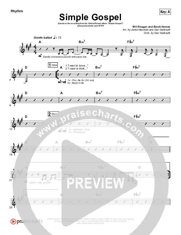 Simple Gospel Rhythm Chart (United Pursuit)