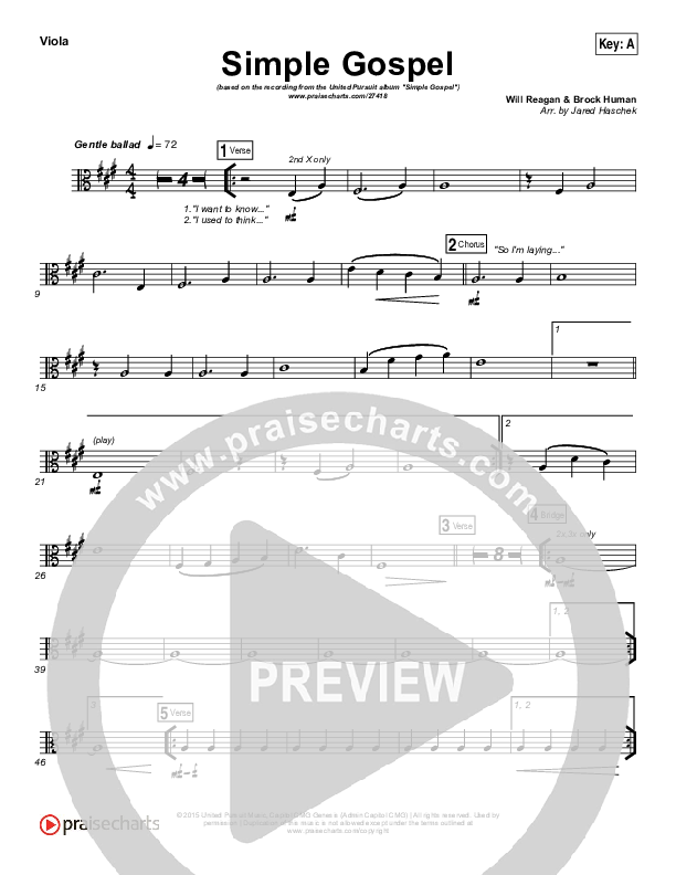 Simple Gospel Viola (United Pursuit)