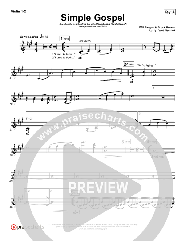 Simple Gospel Violin 1/2 (United Pursuit)