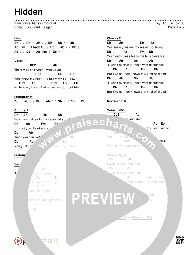 Hidden Chords & Lyrics (United Pursuit / Will Reagan)