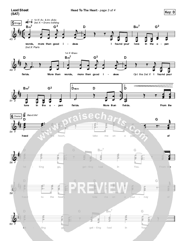 Head To The Heart Lead Sheet (SAT) (United Pursuit)