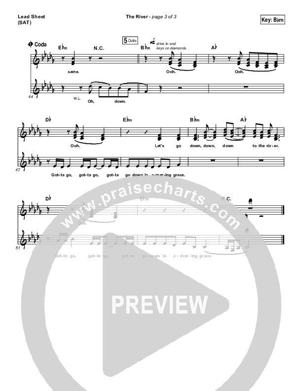 The River Lead Sheet (SAT) (Jordan Feliz)