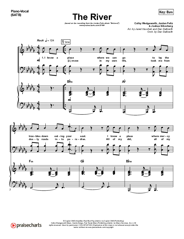 The River Piano/Vocal (SATB) (Jordan Feliz)
