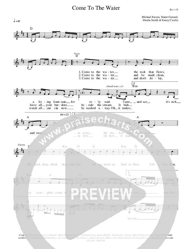 Come To The Water Lead Sheet (Paul Baloche)