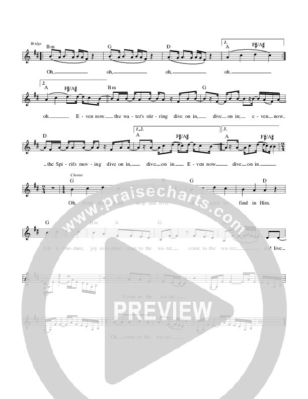 Come To The Water Lead Sheet (Paul Baloche)