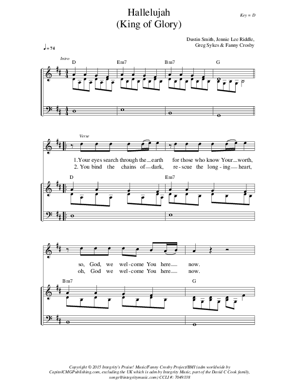 Hallelujah (King Of Glory) Piano/Vocal (Dustin Smith)