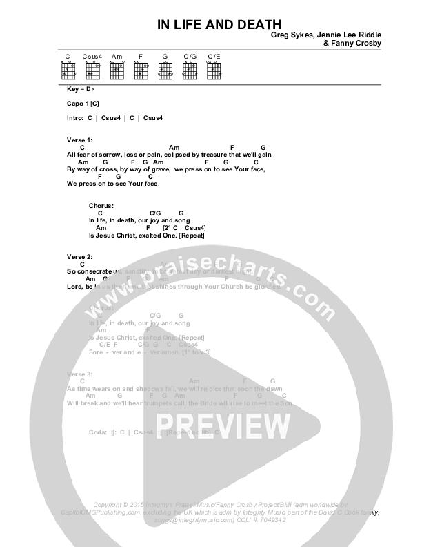 In Life And Death Chords & Lyrics (Greg Sykes)