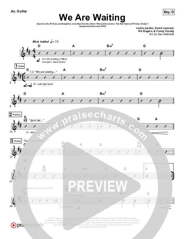 We Are Waiting Rhythm Chart (All Sons & Daughters)