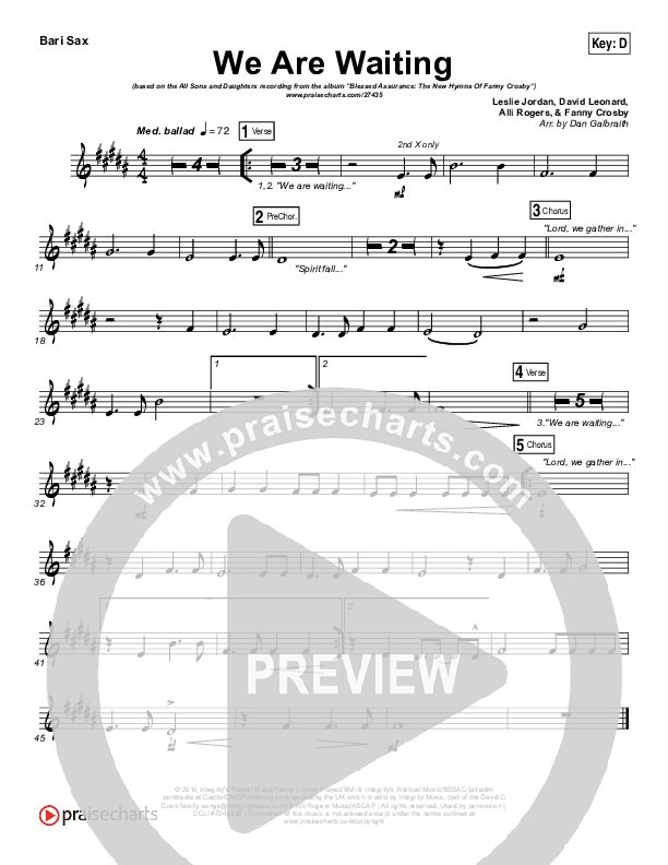 We Are Waiting Bari Sax (All Sons & Daughters)