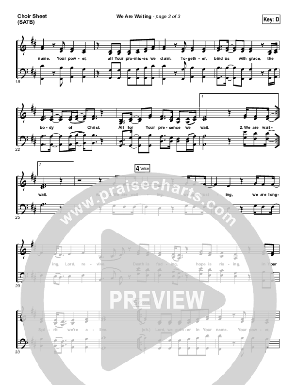 We Are Waiting Choir Sheet (SATB) (All Sons & Daughters)