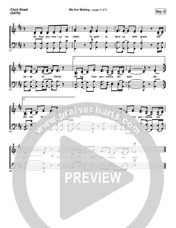 We Are Waiting Choir Sheet (SATB) (All Sons & Daughters)