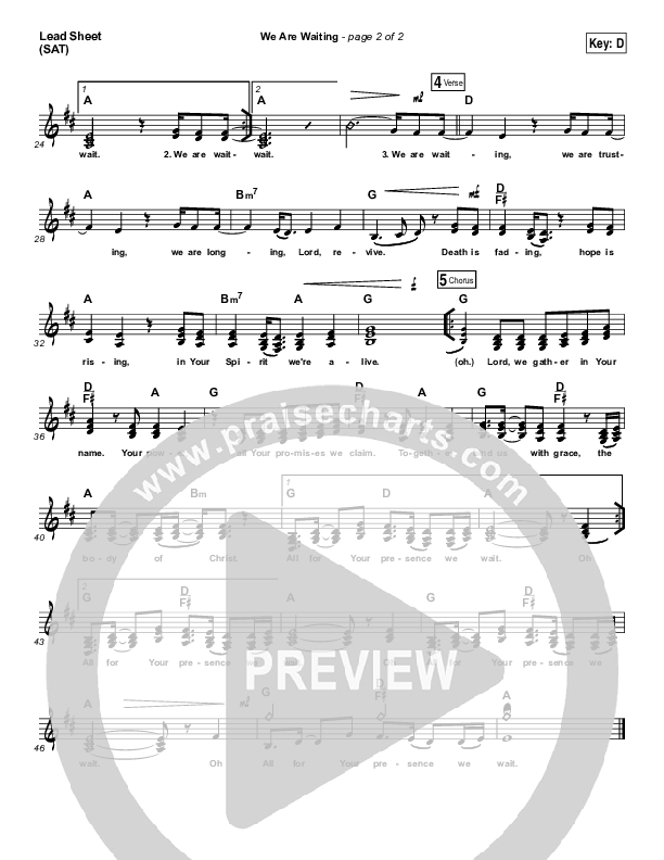 We Are Waiting Lead Sheet (SAT) (All Sons & Daughters)