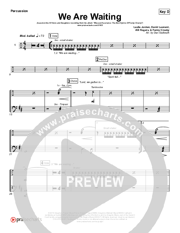 We Are Waiting Percussion (All Sons & Daughters)