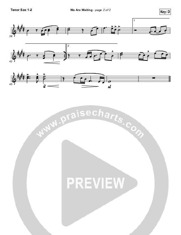 We Are Waiting Tenor Sax 1/2 (All Sons & Daughters)