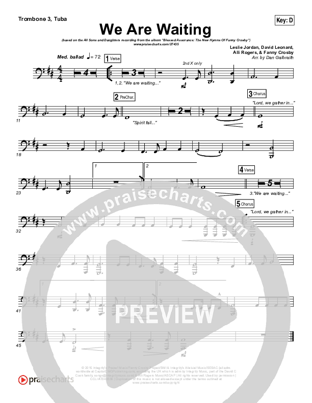 We Are Waiting Trombone 3/Tuba (All Sons & Daughters)