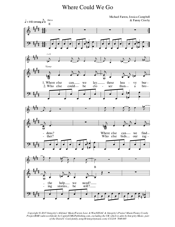 Where Could We Go Piano/Vocal (SATB) (Blind Boys Of Alabama)