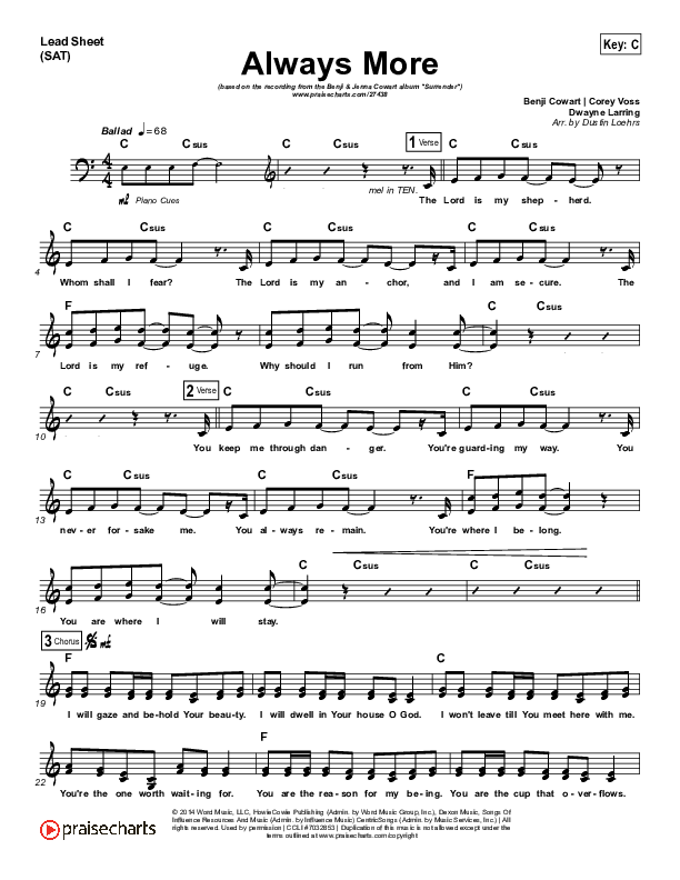 Always More Lead Sheet (Benji Cowart / Jenna Cowart)