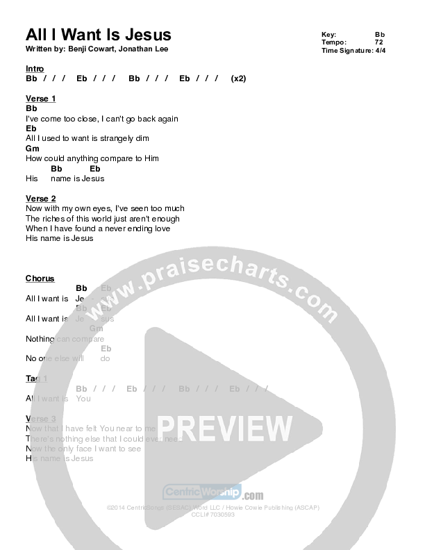 All I Want Is Jesus Chords & Lyrics (Benji & Jenna Cowart)