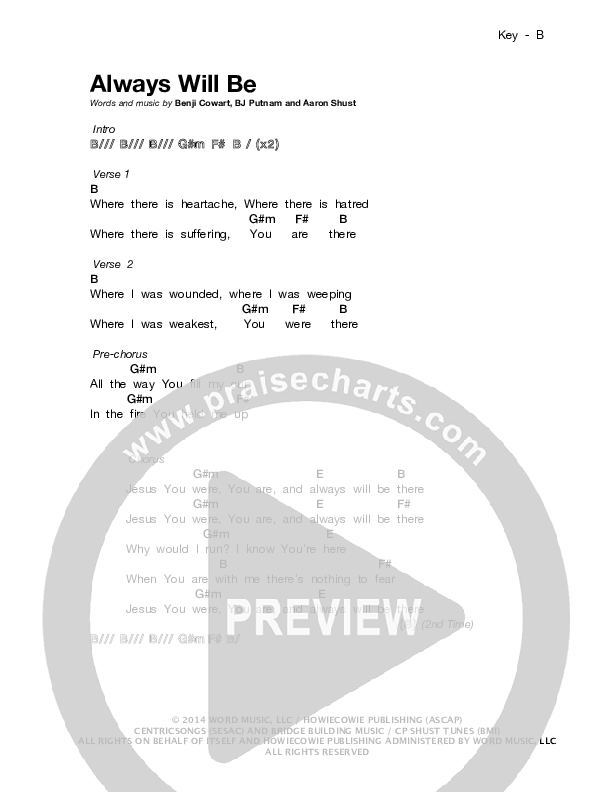 Always Will Be Chords & Lyrics (Benji & Jenna Cowart)