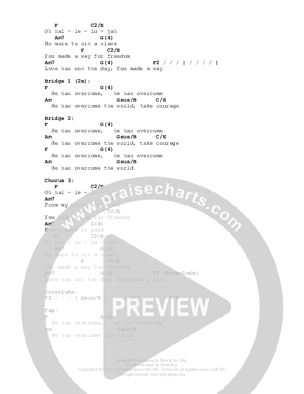 Freedom (You Made a Way)  Chords & Lyrics (Dave and Jess Ray)