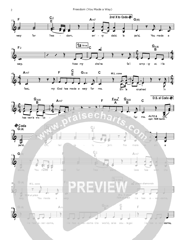 Freedom (You Made a Way)  Lead Sheet (Dave and Jess Ray)