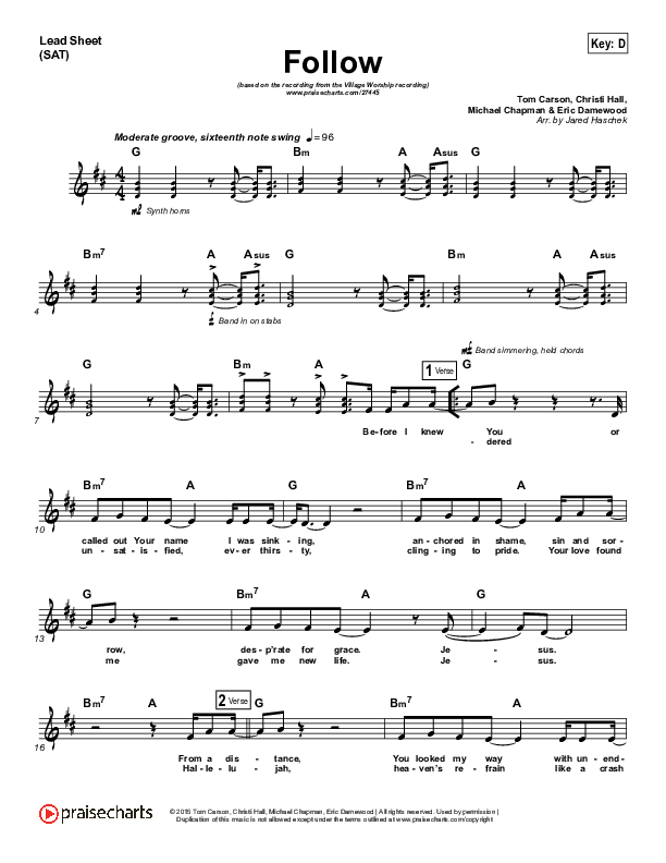 Follow Lead Sheet (Village Worship)