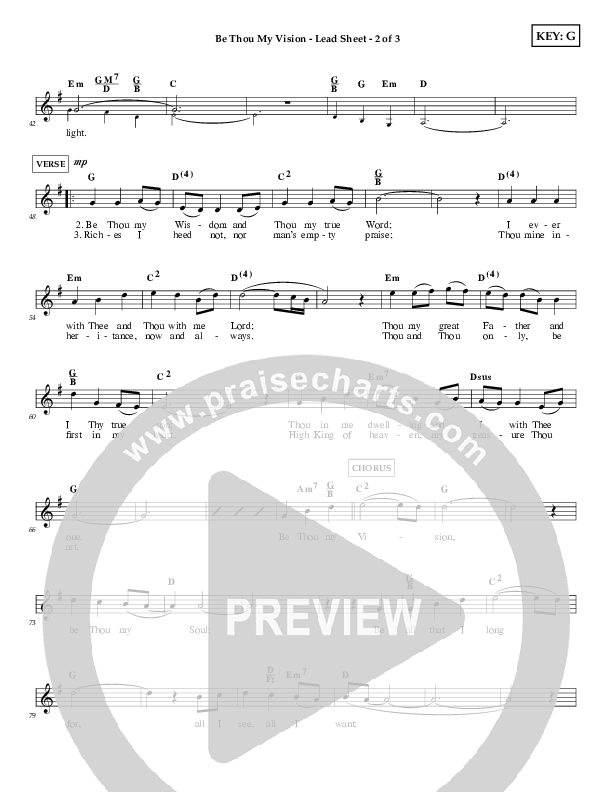 Be Thou My Vision Lead Sheet (Tommy Walker)