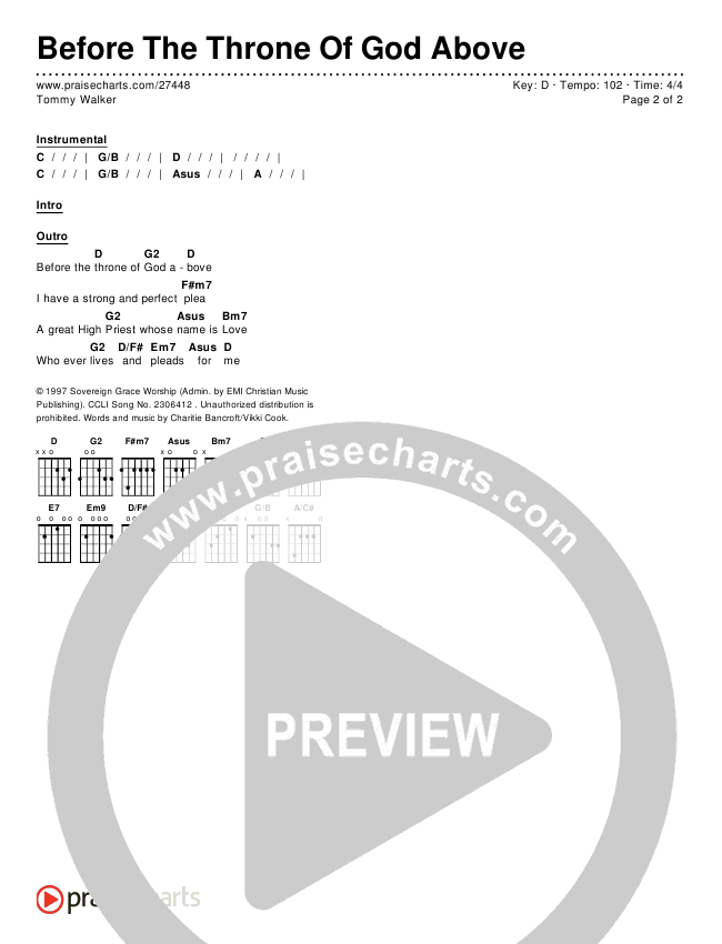 Before The Throne Of God Above Chords & Lyrics (Tommy Walker)