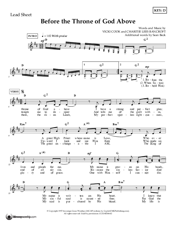 Before The Throne Of God Above Lead (SAT) (Tommy Walker)