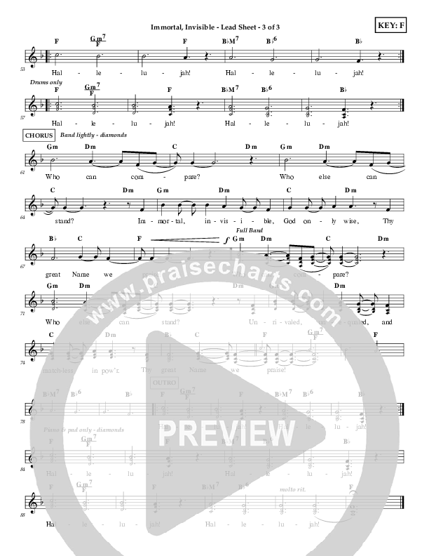 Immortal Invisible Lead Sheet (Tommy Walker)