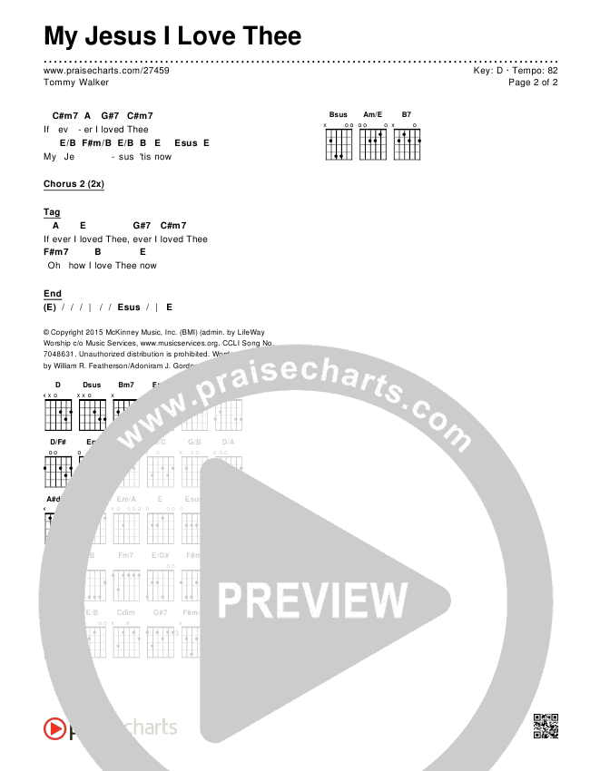 My Jesus I Love Thee Chords & Lyrics (Tommy Walker)