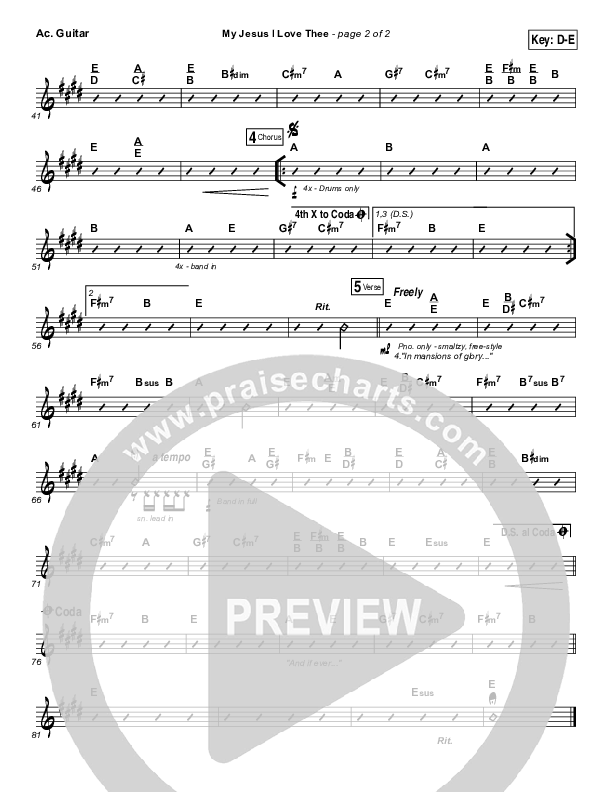 My Jesus I Love Thee Acoustic Guitar (Tommy Walker)