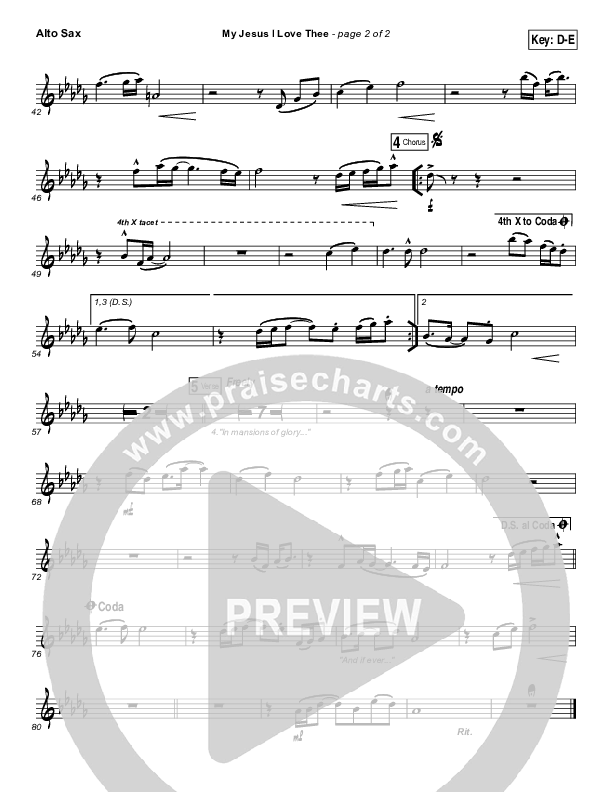 My Jesus I Love Thee Alto Sax (Tommy Walker)