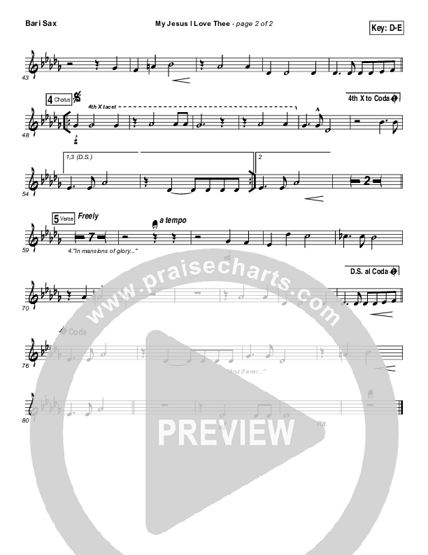 My Jesus I Love Thee Bari Sax (Tommy Walker)