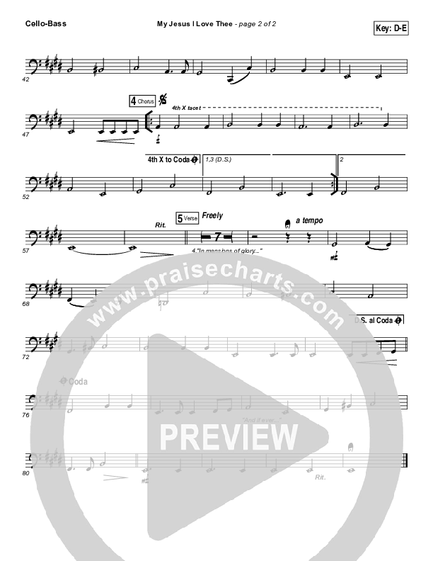 My Jesus I Love Thee Cello/Bass (Tommy Walker)