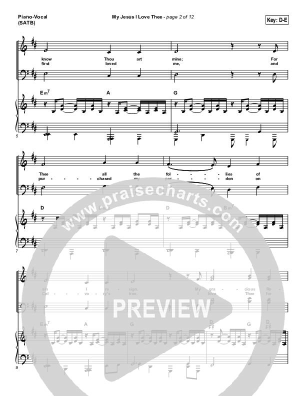 My Jesus I Love Thee Piano/Vocal (SATB) (Tommy Walker)