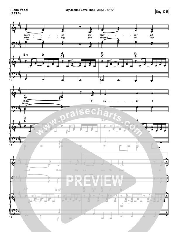 My Jesus I Love Thee Piano/Vocal (SATB) (Tommy Walker)