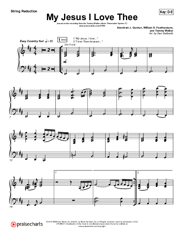 My Jesus I Love Thee Synth Strings (Tommy Walker)