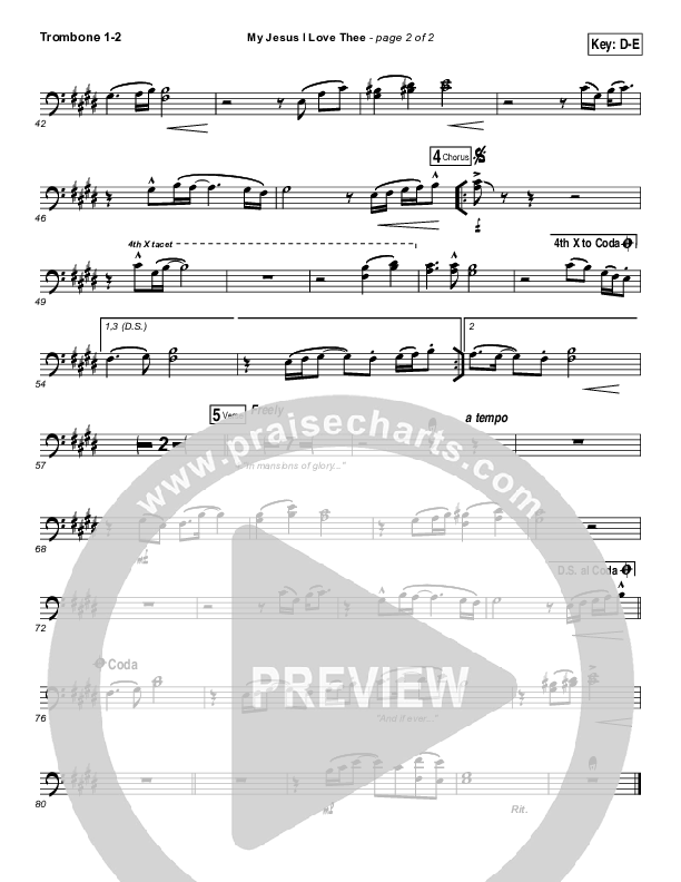 My Jesus I Love Thee Trombone 1/2 (Tommy Walker)