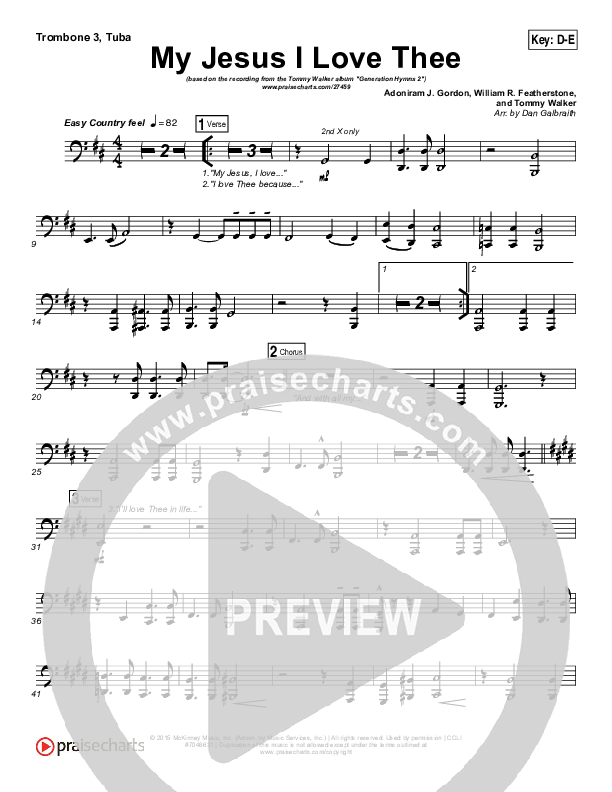 My Jesus I Love Thee Trombone 3/Tuba (Tommy Walker)