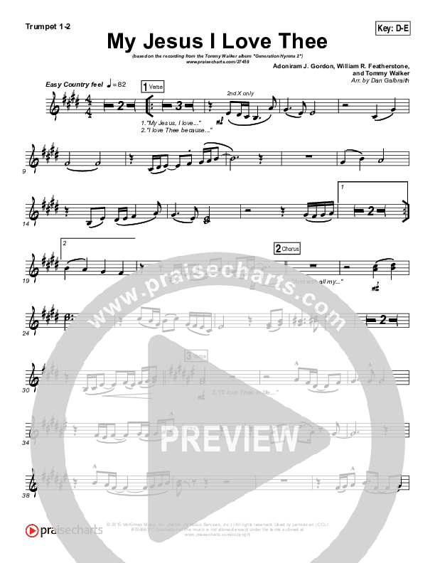 My Jesus I Love Thee Trumpet 1,2 (Tommy Walker)