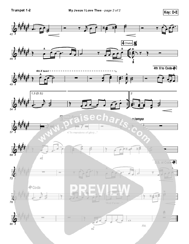 My Jesus I Love Thee Trumpet 1,2 (Tommy Walker)