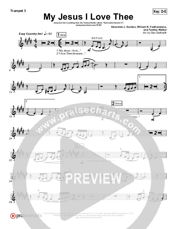 My Jesus I Love Thee Trumpet 3 (Tommy Walker)