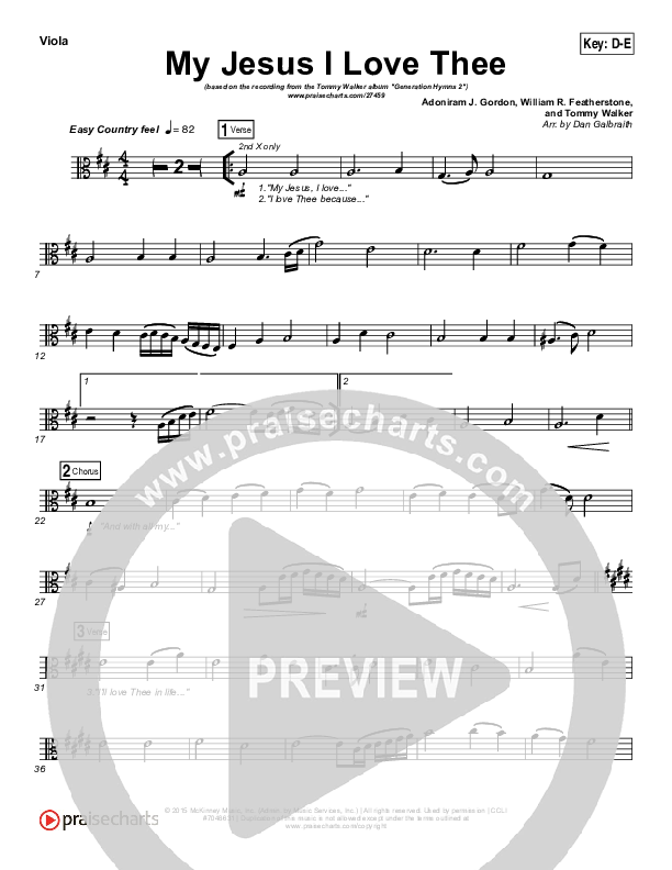 My Jesus I Love Thee Viola (Tommy Walker)