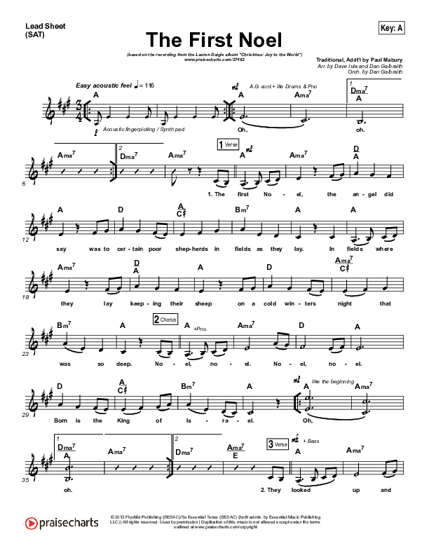 The First Noel Lead Sheet (SAT) (Lauren Daigle)