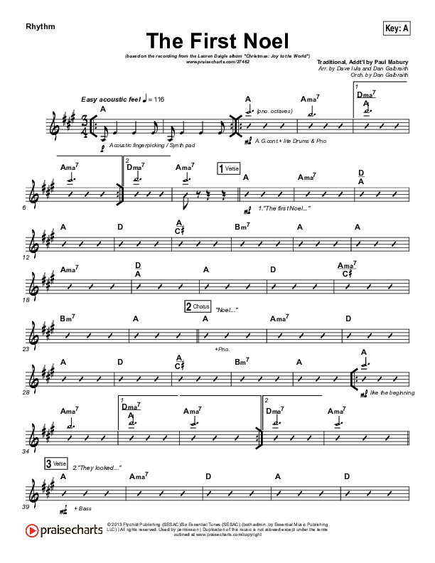 The First Noel Rhythm Chart (Lauren Daigle)