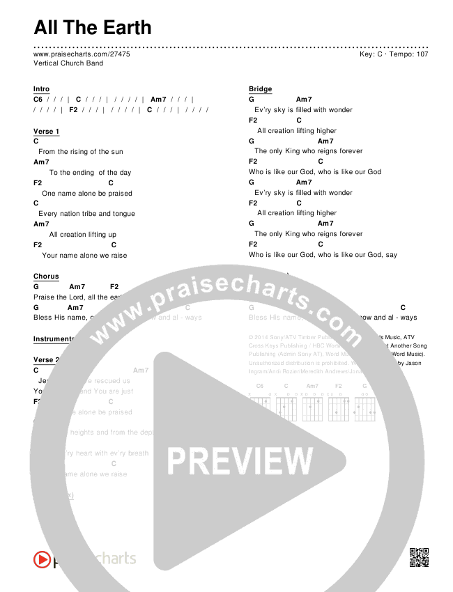 All The Earth (Choral Anthem SATB) Chords & Lyrics (Vertical Worship / Arr. Richard Kingsmore)