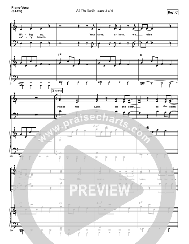 All The Earth (Choral Anthem SATB) Piano/Vocal (SAT) (Vertical Worship / Arr. Richard Kingsmore)