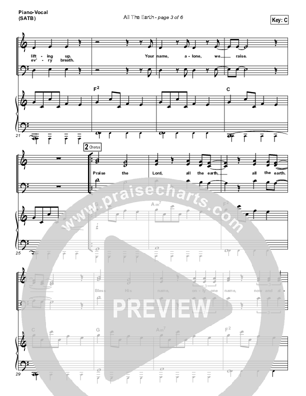 All The Earth (Choral Anthem SATB) Piano/Vocal (SAT) (Vertical Worship / Arr. Richard Kingsmore)